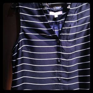 Navy white striped sleeveless top